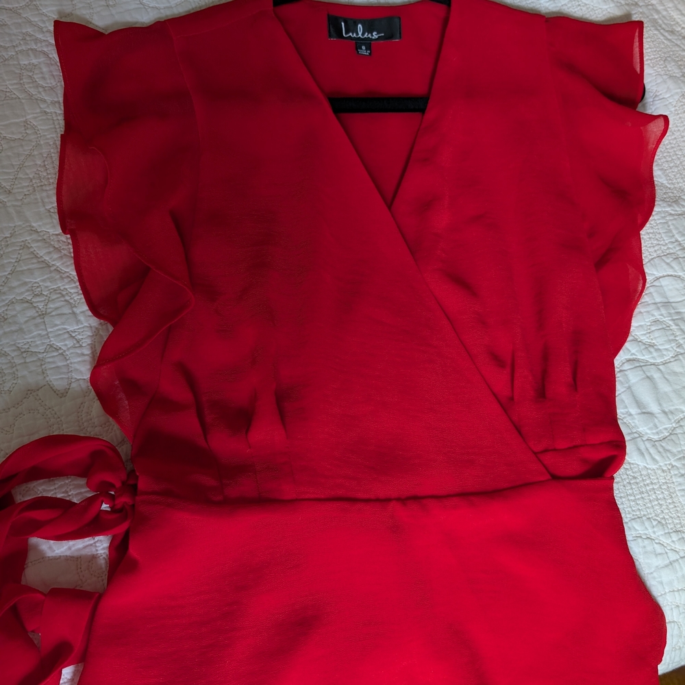 Lulu's Red Wrap Blouse
